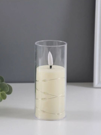 Свеча светодиодная 10см (3*LR44, в компл.) в колбе с LED подсв.