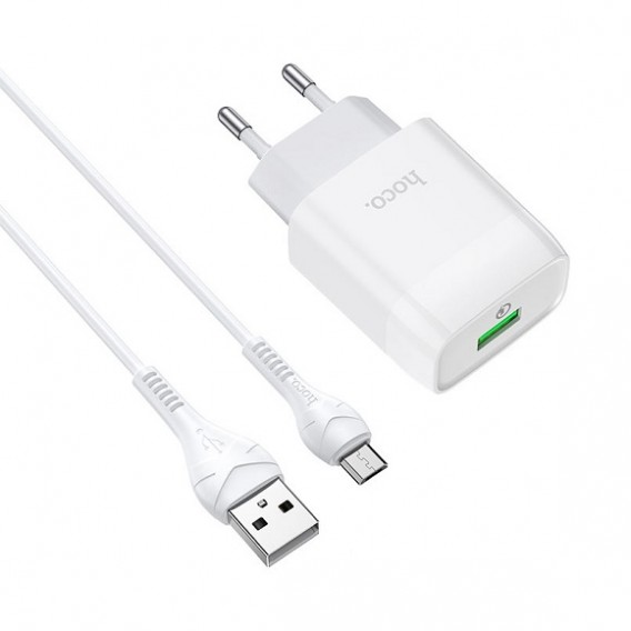 Адаптер сетевой с кабелем USB - microUSB 3A QC3.0 Hoco C72Q