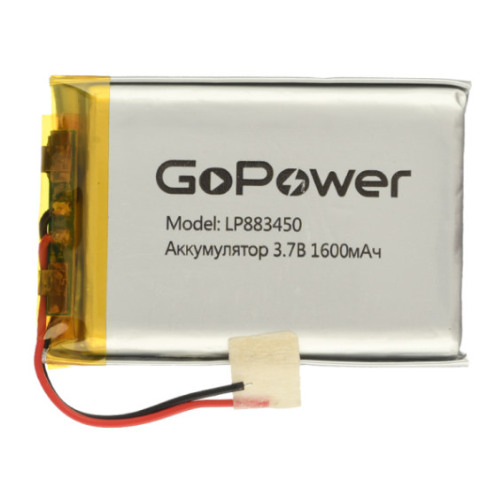 Аккумулятор GoPower li-pol 3.7V 1600mAh LP883450 (88*34*5) с защитой 1/10