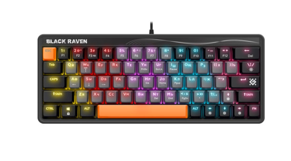 Клавиатура проводная Defender Black Raven GK-417 механ.,63кн.,RGB,USB сер45413