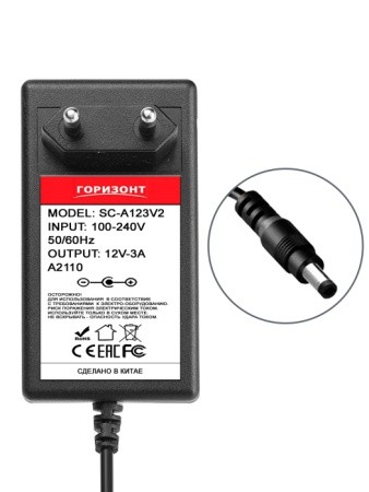 Блок питания Горизонт 12V 3A = 3A (5.5*2.5) SC-A123V2