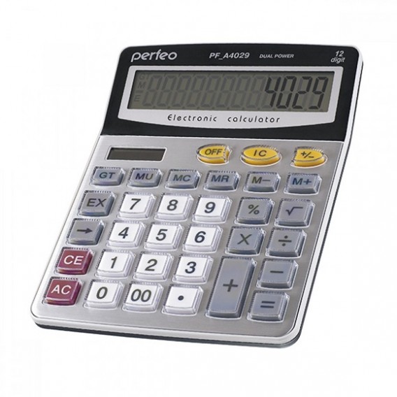 Калькулятор Perfeo PF_A4029 бухгалтерский (12 разряд) серебристый