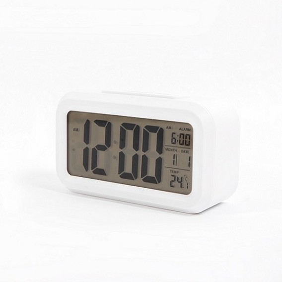 Часы электронные Сигнал EC-137W белый корпус (дата, темп., будильник,3*ААА)