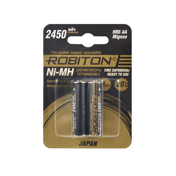 Аккумулятор Robiton R6 2450mAh JAPAN Ni-Mh BL 2/20