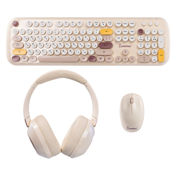 Комплект беспроводной SmartBuy SBC648AG (клав.+мышь+гарн.) кремовый