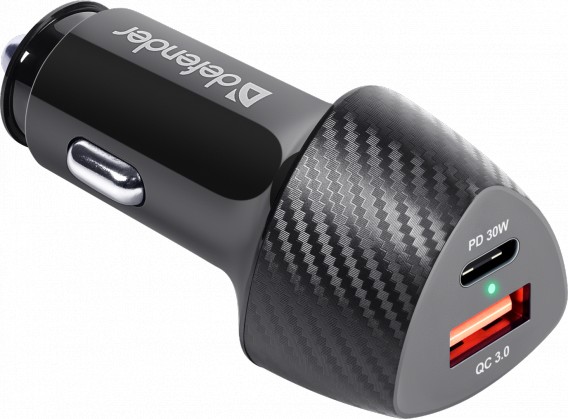 Адаптер автомобильный USB + Type-C 3A QC3.0 18W + PD30W Defender UCA-92 83851