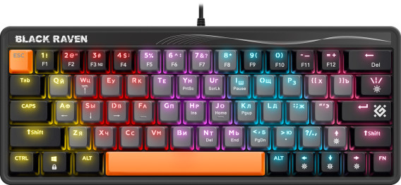 Клавиатура Defender Black Raven GK-417 механическая, 63кн., RGB, USB сер45413
