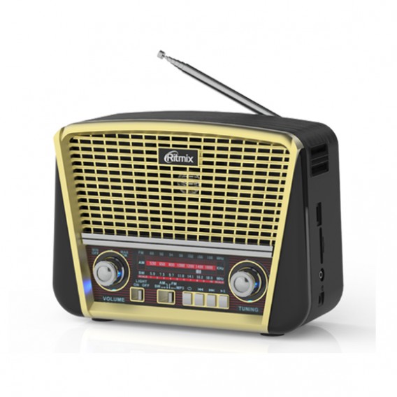 Радиоприемник Ritmix RPR-050 GOLD (Fm/USB/microSD/220V/2*R20) (15х21х8см)