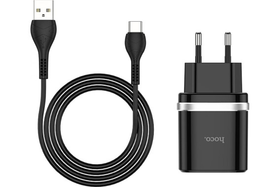 Адаптер сетевой с кабелем USB - Type-C 3A QC3.0 Hoco C12Q