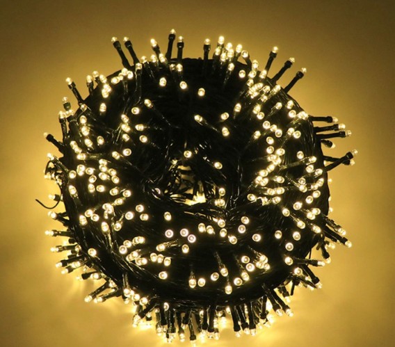 Уличная гирлянда "Нить" 800LED, 98м, тепл.белая, тем.зелен.шнур, до -30