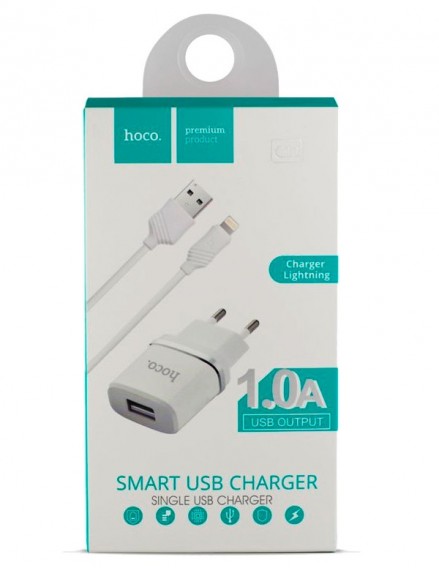 Адаптер сетевой с кабелем USB - lightning 1A Hoco C11