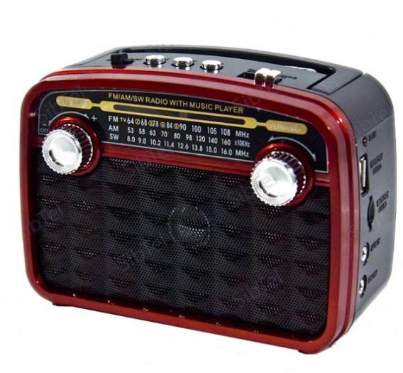 Радиоприемник Haoning HN-283UAT (USB/microSD/акб/фонарь/PowerBank) красный