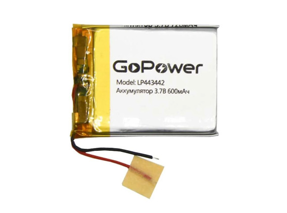 Аккумулятор GoPower li-pol 3.7V 600mAh LP443442 (44*34*4,2) с защитой PK1/10
