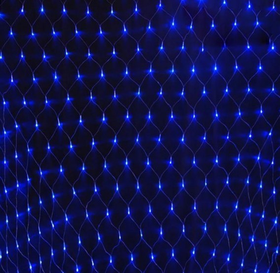 Гирлянда - сетка 320 LED синий цвет, 3х2м прозр. шнур