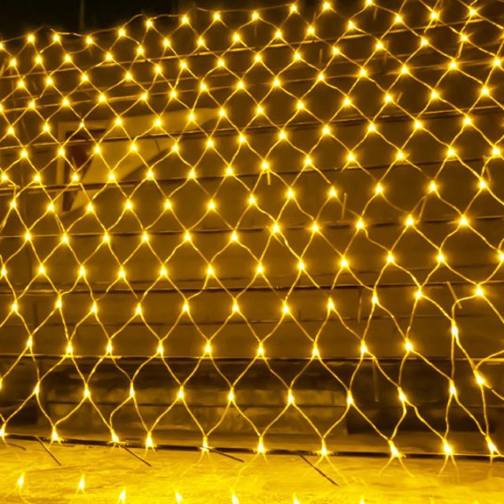 Гирлянда - сетка 320 LED тепл. белый, 3х2м прозр. шнур