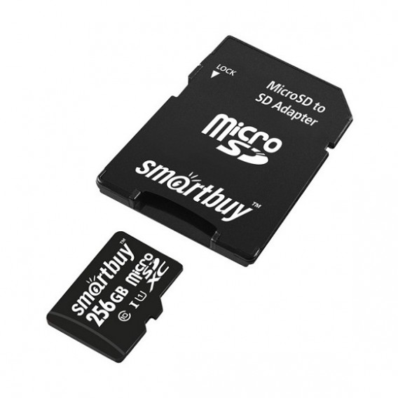Карта памяти microSDHC SmartBuy 256Gb Class 10 UHS-l с адаптером (SDXC)