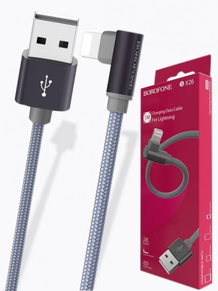 Кабель USB - lightning Borofone BX26 1м 2,4А Г-обр., нейлон, метал. оплетка