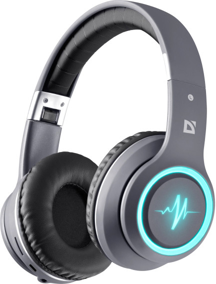 Гарнитура Bluetooth Defender B571, RGB (полноразм., microSD) серая 63571