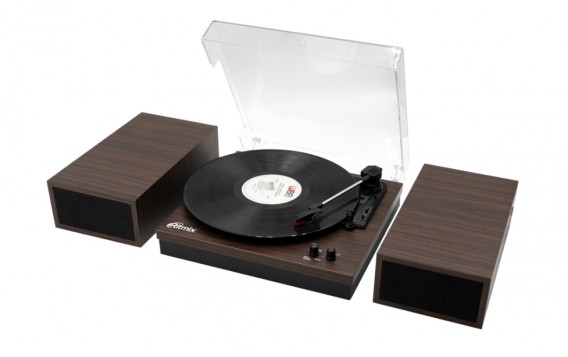 Виниловый проигрыватель Ritmix LP-340B Dark wood, 2 колонки, Bluetooth