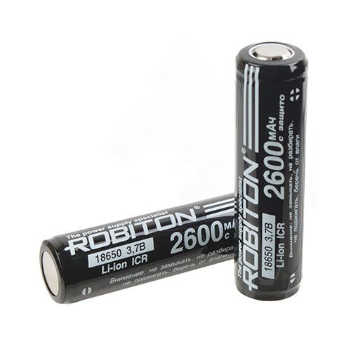 Аккумулятор Li18650 2600mAh 3.7V ICR с защитой Robiton
