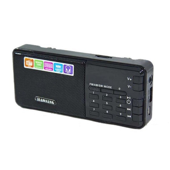 Радиоприемник Haoning HN-S363LED (USB/microSD/акб BL-5C) черный (13х6х3см)