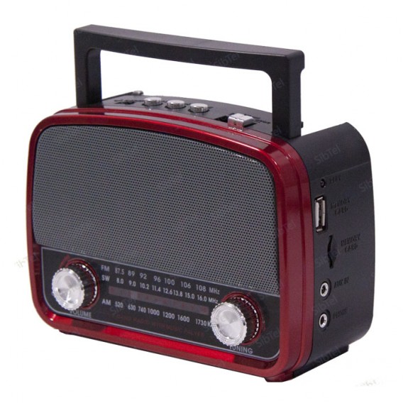 Радиоприемник Haoning HN-291UAT (USB/microSD/акб/фонарь/PowerBank) красный