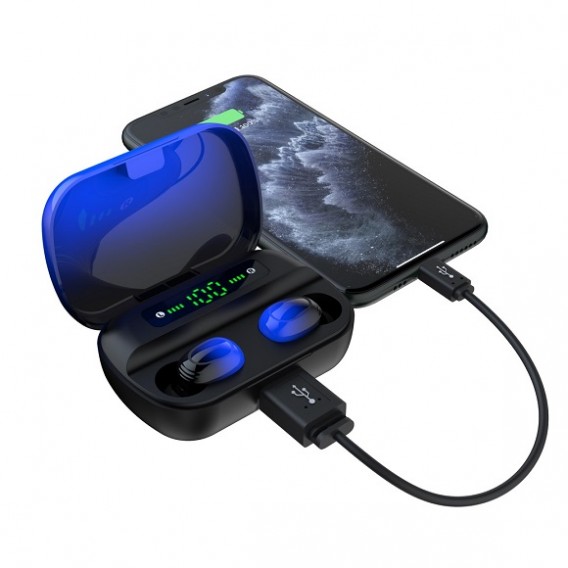 Гарнитура Bluetooth Smartbuy i500 TWS Touch, 2800mAh, черно-синяя SBH-3022