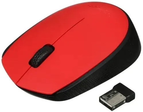 Мышь Logitech M170 беспроводная, красно-черная 910-004648 (1АА в комп.)