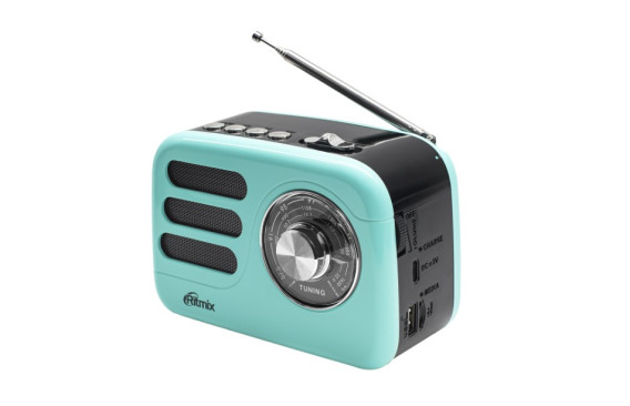 Радиоприемник Ritmix RPR-033 (Fm/BT/USB/microSD/акб.18650) лазурный(14х8х9,5см)