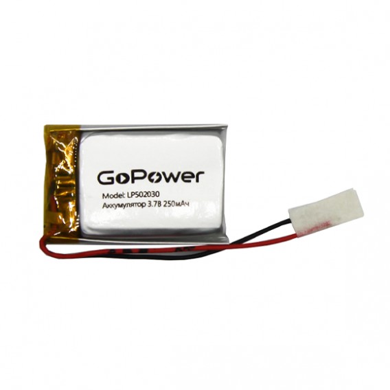 Аккумулятор GoPower li-pol 3.7V 250mAh LP502030 (50*20*3) с защитой PK1/10