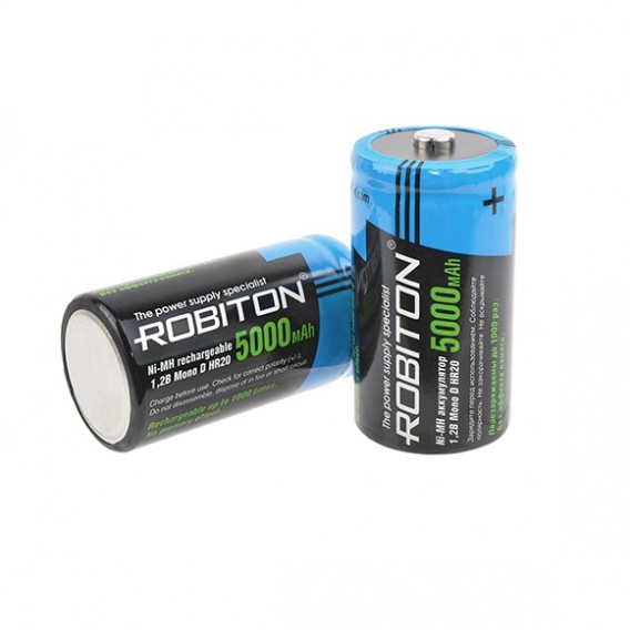 Аккумулятор Robiton R20 5000mAh Ni-Mh BL 2/20 предзаряженный