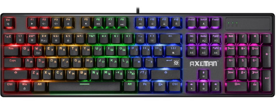 Клавиатура Defender Axeman GK-302 механическая, 104кн., RGB, USB черная 45306