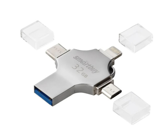 Флэш-диск SmartBuy 32GB USB 3.0/3.1 MC15 MetalQuad (Light+micro+T-C)