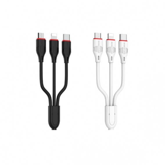 Кабель USB- lightning/microUSB/Type-C 1м 2,4А ПВХ Borofone BX17