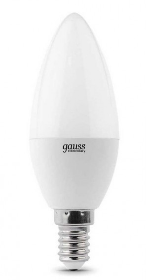Лампа светодиодная Gauss C37 8W 3000K E14 свеча Elementary
