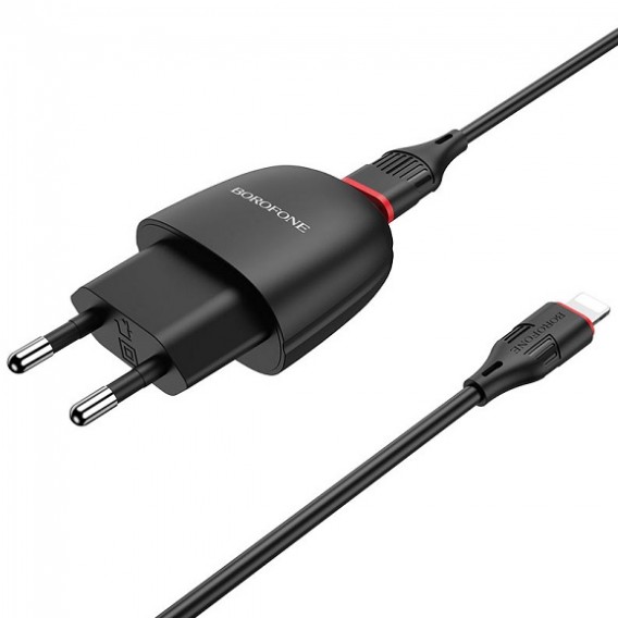 Адаптер сетевой с кабелем USB - lightning 2.1A Borofone BA49A