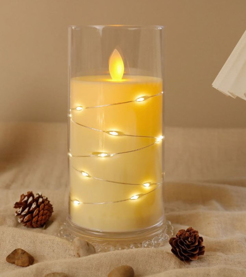 Свеча светодиодная  9см (3*LR44, в компл.) в колбе с LED подсв.