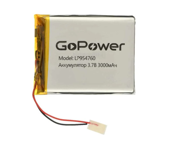 Аккумулятор GoPower li-pol 3.7V 3000mAh LP954760 (95*47*6) с защитой 1/10