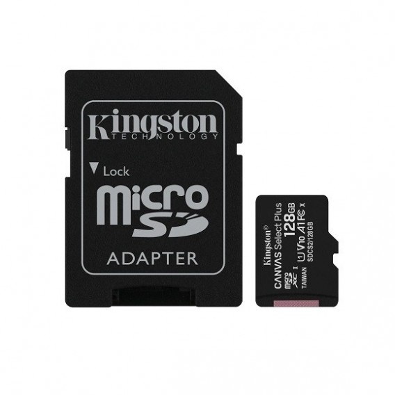 Карта памяти microSDHC Kingston 128Gb Class10 CanvasSelect Plus A1 с адапт