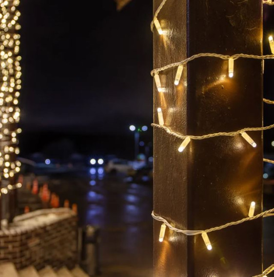 Уличная гирлянда "Нить" LED, 7,5м, тепл.белая, мерц.хол.бел, бел.шнур(утолщенный)