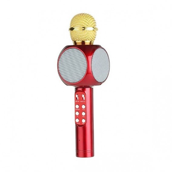 Микрофон со встр.колонкой для караоке (microSD, Bluetooth) WS-1816 красный