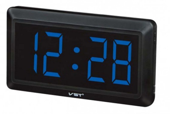 Часы настольные  VST-780-5 син.цифры, чер.корпус (220V+2*ААА)