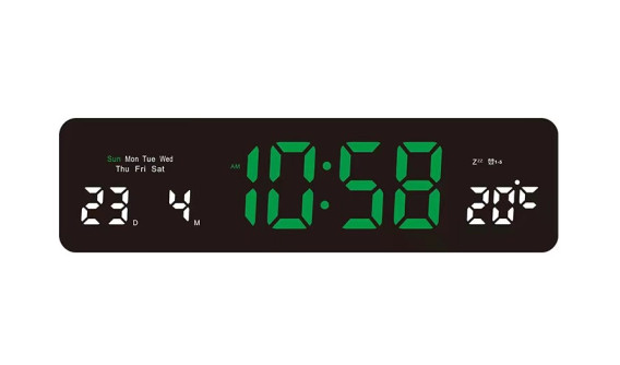 Часы настольные JH3208 бел.+зел.цифры (дата, темп., нед., 220V+2*ААА)