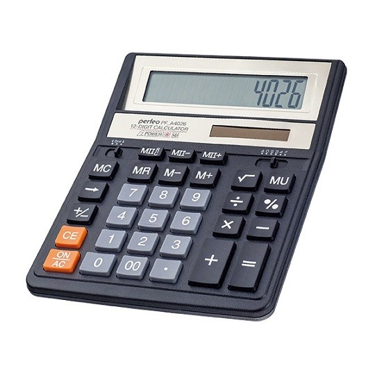 Калькулятор Perfeo PF_A4026 бухгалтерский (12 разряд) черный