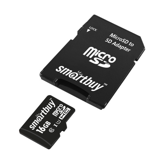 Карта памяти microSDHC SmartBuy 16Gb Class 10 UHS-l с адаптером