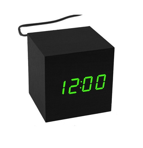 Часы настольные  VST-869-4 зел.цифры, чер.корпус (дата, темп., будильник,4*ААА)