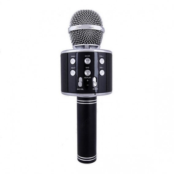 Микрофон со встр.колонкой для караоке (microSD, Bluetooth) WS-858/C-335 черный