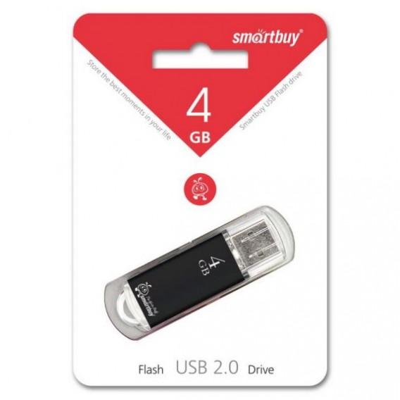 Флэш-диск SmartBuy 4GB USB 2.0 V-Cut черный