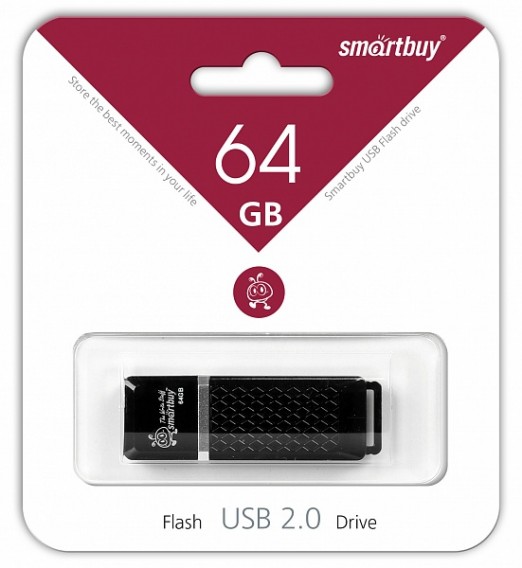 Флэш-диск SmartBuy 64GB USB 2.0 Quartz черный