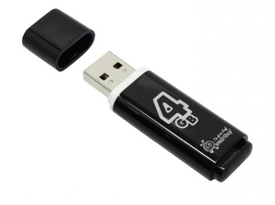 Флэш-диск SmartBuy 4GB USB 2.0 Glossy черный